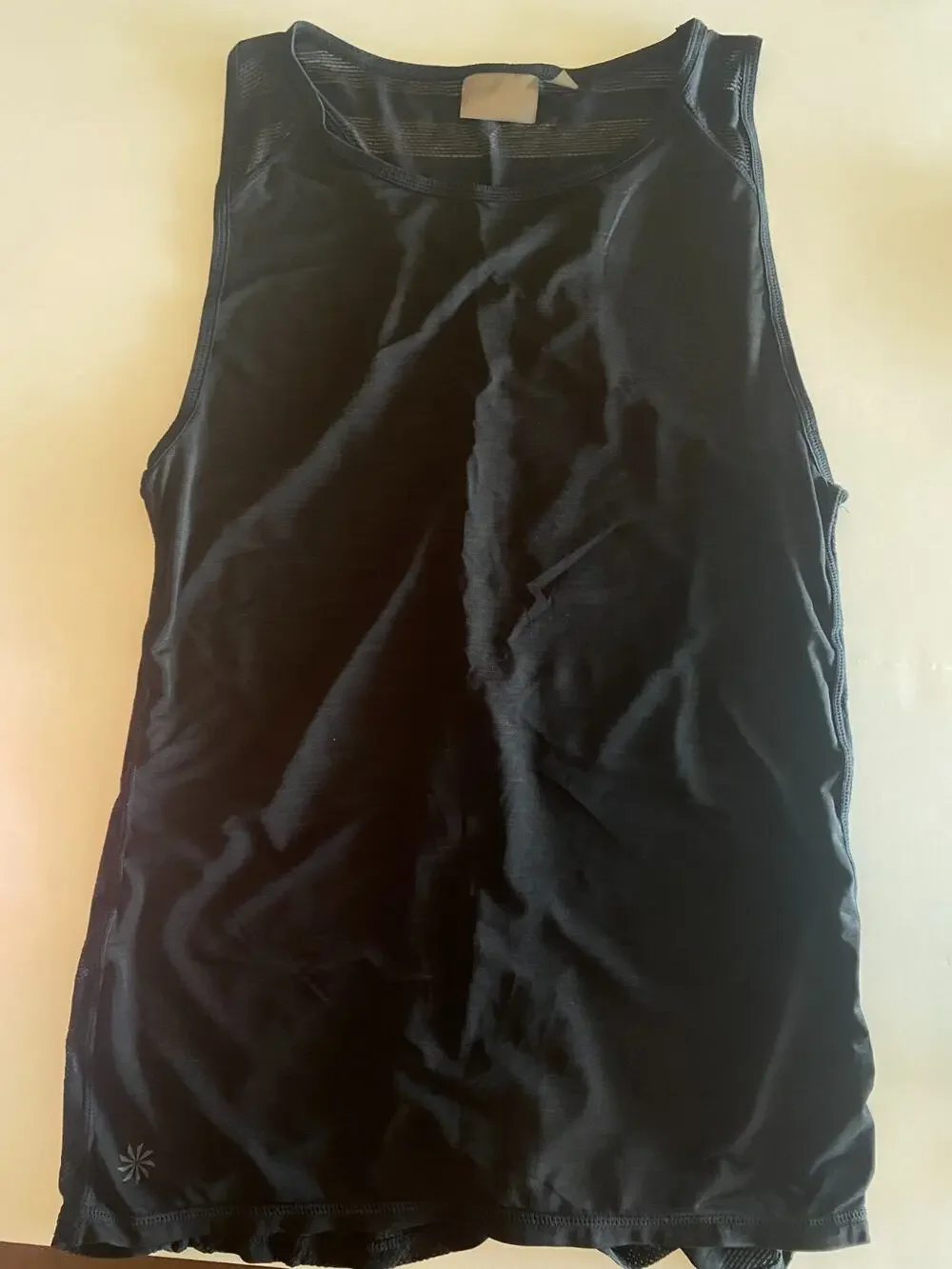 Athleta Black Tank Top With Transparent Stripes-medium